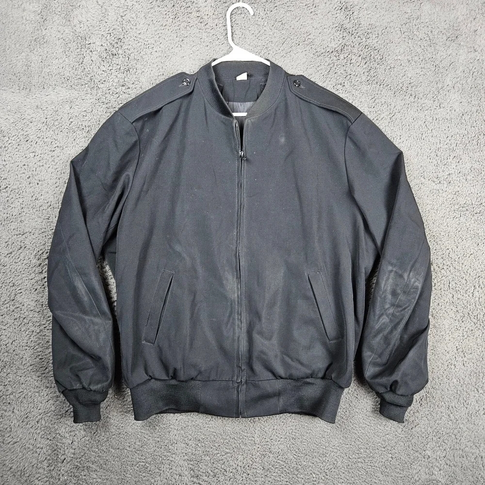 Neptune Garment Company Mens Black Wool Blend Military Officer Bomber Jacket 48L